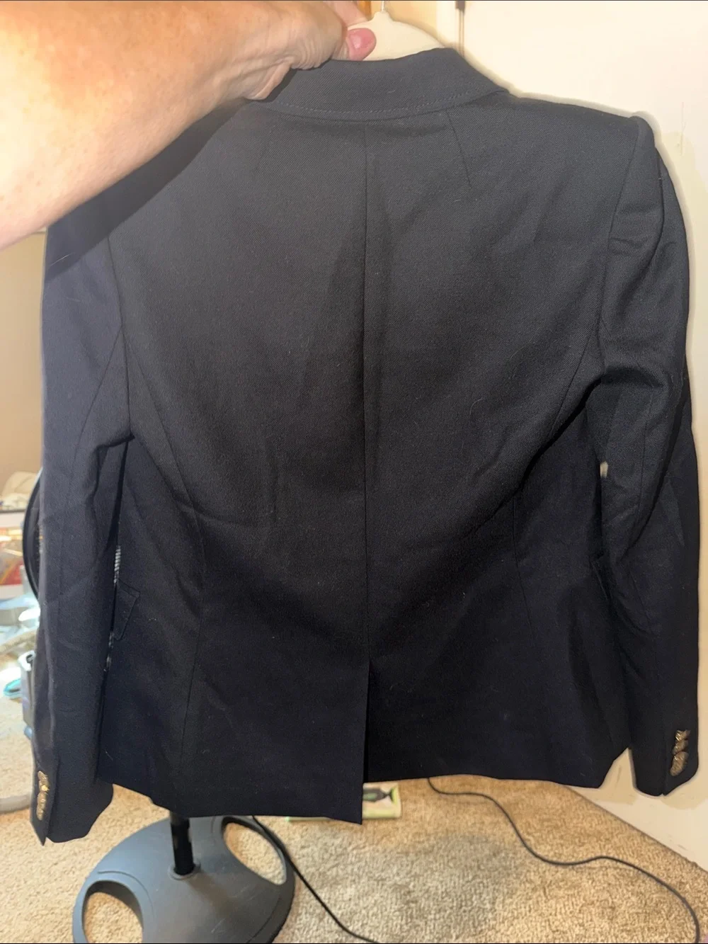 J. Crew Black Classic Wool-Blend Blazer with Gold Buttons. Schoolboy style